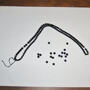Vintage Black Onyx Beads Faceted-Broken String Necklace